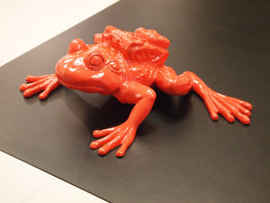 William Sweetlove, Cloned Red Aluminum Frog with backpack