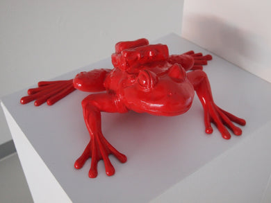 William Sweetlove, Cloned Red Aluminum Frog with backpack